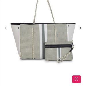 Haute Shore Greyson Cruise Neoprene Tote in white and grey